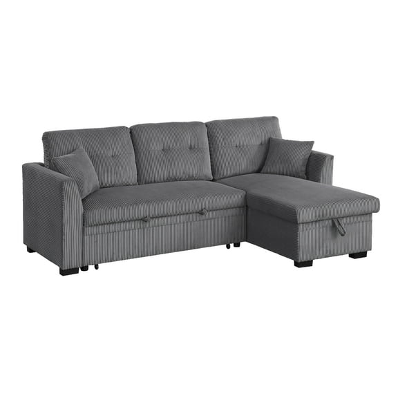Joseph Sleeper Sofa Bed With Reversible Storage Chaise Dark Gray