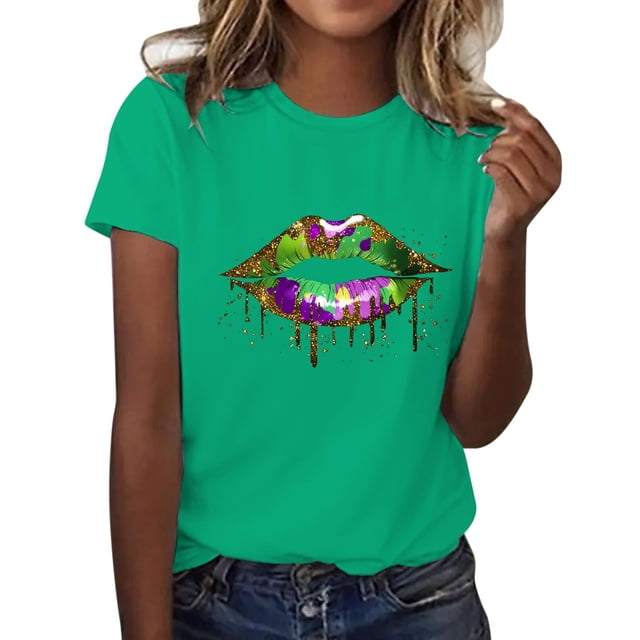 LUOGENLI T-shirts pour Femmes T-shirts Décontractés et à la Mode Imprimé Bali Col Rond Manches Courtes T-shirts Amples Blouse Vintage T-shirts Graphiques pour Femmes Vert de la Saint-Patrick m
