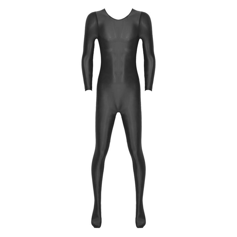 Doomiva Men Shiny Silky Spandex Full Body Suit One-piece