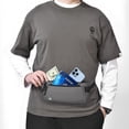thumbnail image 2 of Riñoneras de viaje, paquete de seguridad antirrobo para teléfono, riñoneras ocultas para hombres y mujeres, bolsa de dinero con bloqueo RFID, portapasaportes delgado, cartera de viaje (gris), 2 of 5