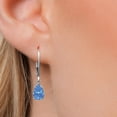 thumbnail image 3 of Gem Stone King 14K White Gold Fancy Blue Zirconia Earrings for Women | 1.62 Cttw | Gemstone Birthstone | Pear Shape 8X5MM, 3 of 6