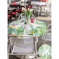 thumbnail image 5 of Outdoor Tablecloth with Umbrella Hole for Patio/Picnic/Party/Camping, Summer Botanical Waterproof Table Cloth Round Cover Washable, Green Tropical Palm Trees Wooden Grey (Dia 54"), 5 of 8