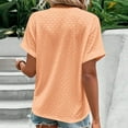 thumbnail image 6 of Tops for Women Short Sleeved Button V-neck Casual Solid Color T-shirt Orange Womens Blouse, 6 of 6