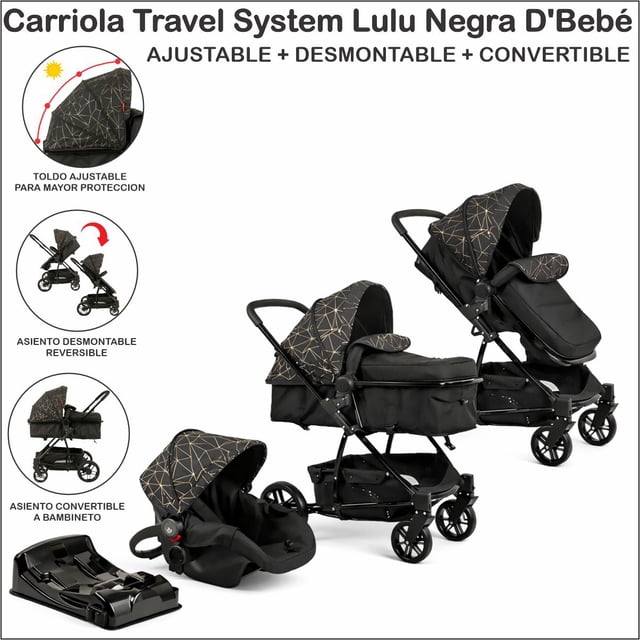 Carriola Travel System Lulu Negra D'Bebé