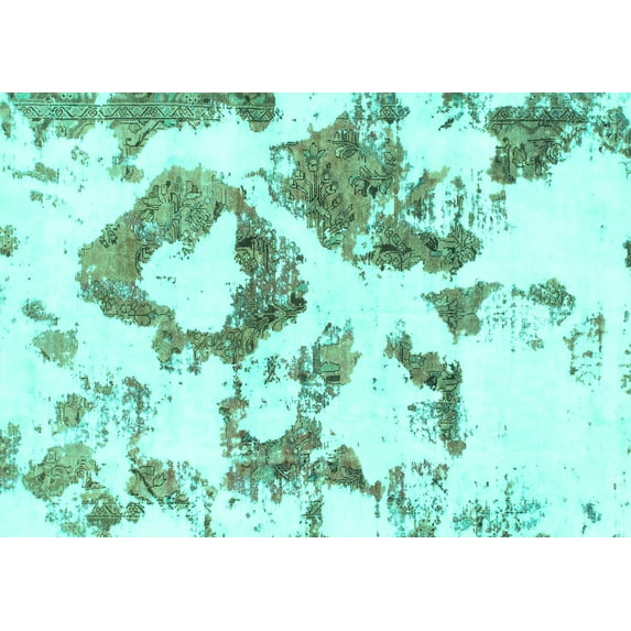 Ahgly Company Indoor Rectangle Abstract Turquoise Blue Modern Area Rugs, 7' x 9'