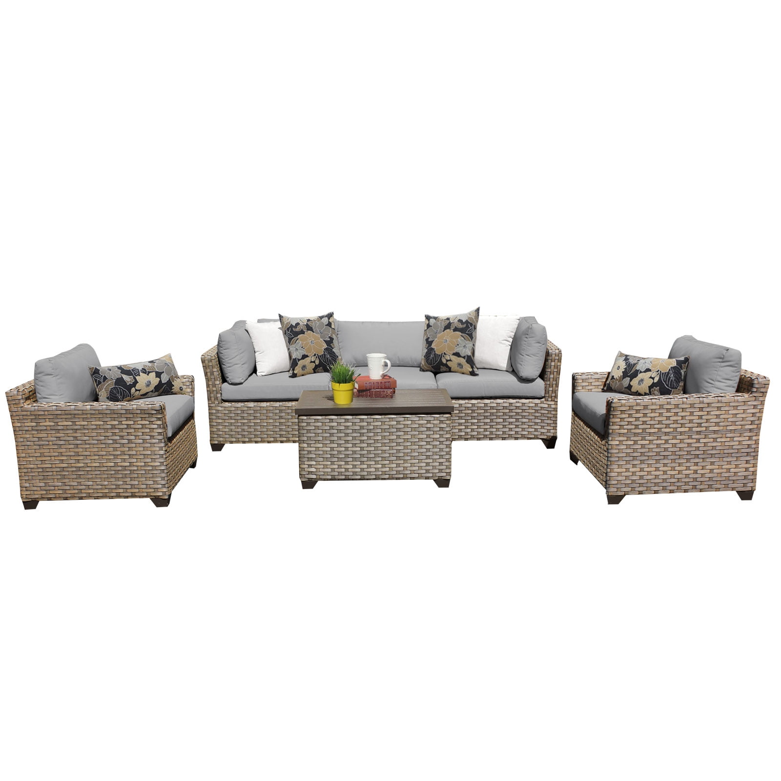 Hampton 6 Piece Outdoor Wicker Patio Furniture Set 06b