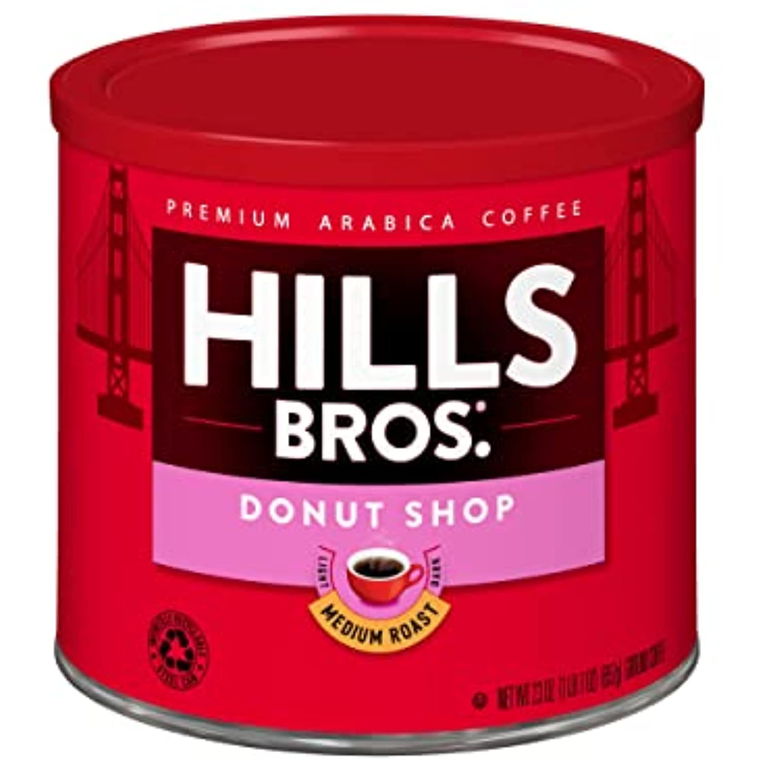 Hills Bros Donut Shop Ground Coffee, Medium Roast, 23 Oz. Can