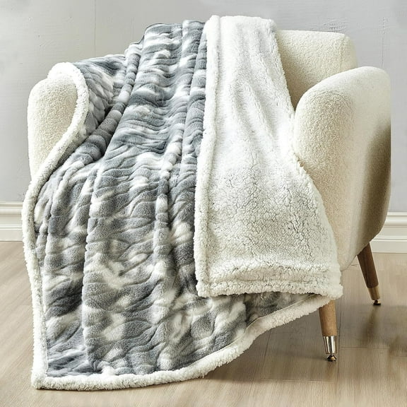 Elegant Comfort Warm Seasonal Winter Sherpa Throw Blanket, Reversible, 50 x 60 inches
