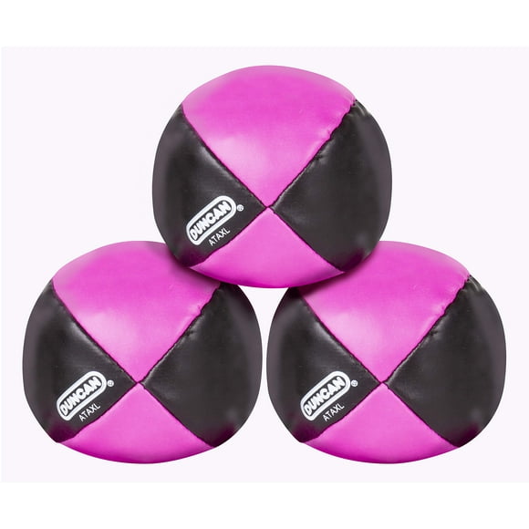 Duncan Jouets Balles de Jonglage Coquillages en Vinyle Multicolores Balles de Cirque avec 4 Panneaux Design Haricots en Plastique 3 Pack Noir & Rose