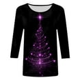 thumbnail image 4 of Dmsael Christmas Shirts Tunic Tee Shirts for Women Plus Size Christmas 3/4 Sleeve Women Tops Christmas Print Loose Festivals Casual Tops Light Pink,XL, 4 of 4
