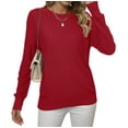 thumbnail image 3 of Asklazy Women's Fall Soft Crewneck Long Sleeve Hollow Cable Knit Pullover Sweaters,US Size,M,D Red, 3 of 10