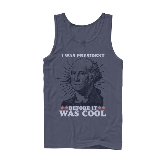 Men's Lost Gods Fourth of July  President Before Cool  Tank Top Navy Blue Large
