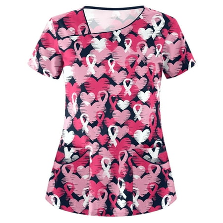 

yoeyez Scrub Tops Women Stretchy Women Fashion Short Sleeve Neck Tops Working Uniform Blouse Shirt Uniformes De Enfermeras De Mujer