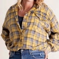 thumbnail image 2 of Shadoumai Women Plaid Shirt Jacket Seams Raw Edge Washed Oversized Shirt Jacket With Pockets Flannel Button Down Long Sleeve, 2 of 2