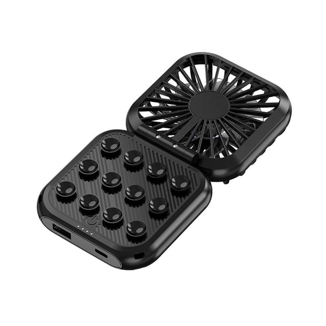 Ventilador de mano, mini ventilador de escritorio con batería de banco de energía, ventilador recargable portátil con 3 velocidades, 9-15 horas (negro)
