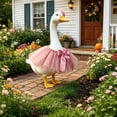 thumbnail image 5 of SHENGXINY Porch Goose Outfit, Tulle Tutu with Matte Fabric Flower Headband for Yard Porch Lawn Home Decorations Pink 23 in, 5 of 6