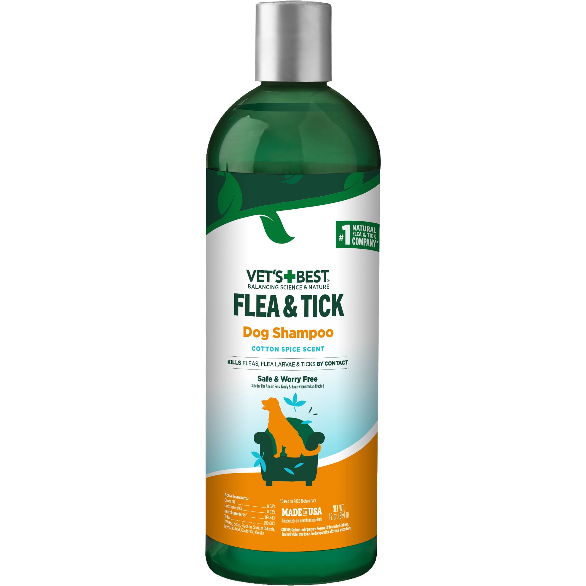 Vet's Best Flea & Tick Shampoo for Dogs – Peppermint Scent - 12oz