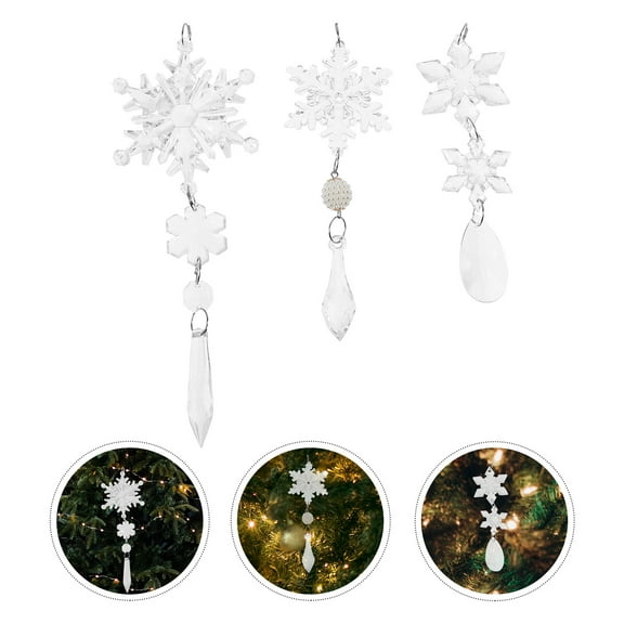 TEHAUX 6Pcs Hanging Snowflake Ornaments Acrylic Transparent Christmas Tree Decorations Holiday Home Decor