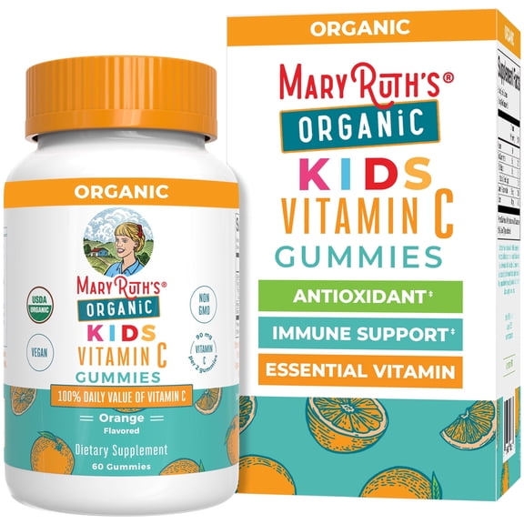 MaryRuth's USDA Organic Vitamin C Gummies for Kids Orange Flavor Vegan Immune Support 60 Count