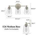 thumbnail image 2 of KAWOTI Bathroom Light Fixtures, 3-Light Modern Vanity Light over Mirror, Wall Lamp with Clear Glass Shades, E26 Socket (Brushed Nickel), 2 of 7