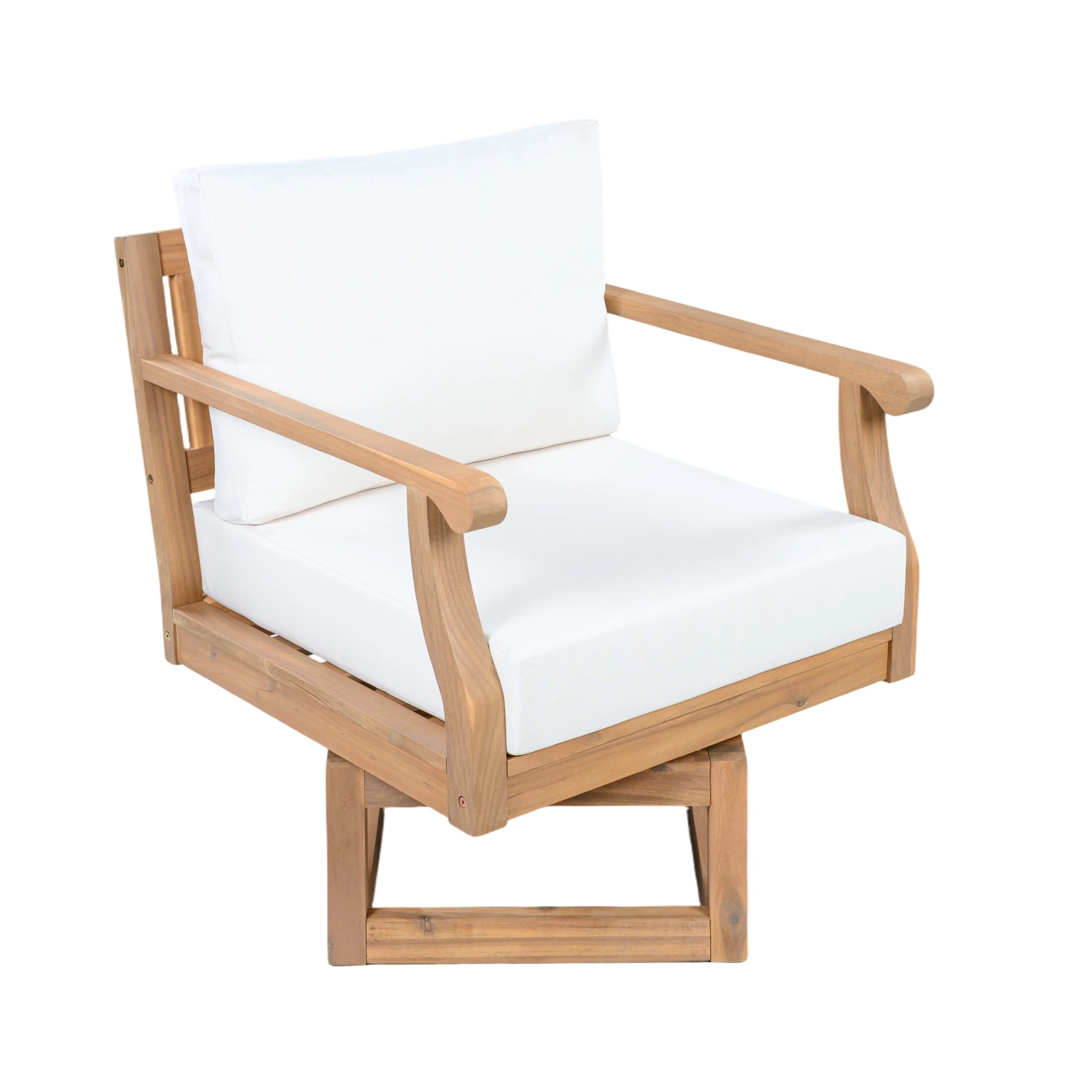 Christopher Knight Home Outdoor Swivel Club Chair with Cushions, Natural + Beige