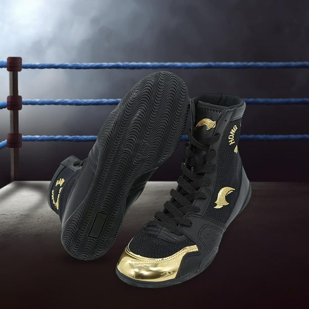 Boxing shoes black and gold cheap