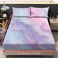thumbnail image 4 of Jiueut Blue Marble Print Twin Size 3 Pieces Bed Sheet Set, Comfy Bedroom Decoration Cozy Easy Clean Fitted Sheet 2 Pillowcase for Women Men, 4 of 7