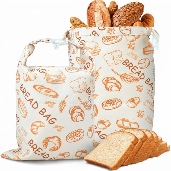2 Pack Beeswax Bread Bags for Sourdough Homemade Bread, Cotton Lining Reusable Natural Beeswax Bread Storage Bag, Keep Fresh and Large Capacity Portable,Freezer Safe