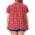 thumbnail image 4 of DARING DIVA Women's Plus Summer Ruffle V Neck Double Short Tops 3X Red, 4 of 6