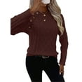 thumbnail image 2 of Women'S Winter Sweaters Trendy Knit Button Detail Raglan Sleeve Sweater Fashion Sweater Coffee L, 2 of 8