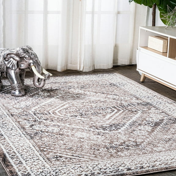 JONATHAN Y MODERN PERSIAN 3 x 5 Area Rug, Boho Cottage Medallion - Brown/Ivory, MDP501B-3