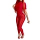 thumbnail image 4 of SAYOO Conjuntos de Pantalones Largos para Mujer, Tops Cortos de Manga Corta de Color Puro + Conjunto de Pantalones Transparentes de Cintura Alta SAYOO  Moda, 4 of 9
