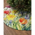 thumbnail image 2 of Colorful Tulip Christmas Tree Skirt 48 Inches Large Christmas Skirt Tree, Spring Floral Watercolor Botanical Tree Skirt Christmas Decorations for Fireplace Party Holidays Indoor Outdoor, 2 of 7