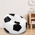 thumbnail image 2 of Ample Decor Soccer Leatherette Bean Bag Cover (Filler Not Included), Double Stitched, Ideal for Children and Teenagers - White-Black, 2 of 6