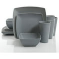 thumbnail image 2 of Gibson Home 16 Piece Modern Square Melamine Dinnerware Plate Set Grey (2 Pack), 2 of 7