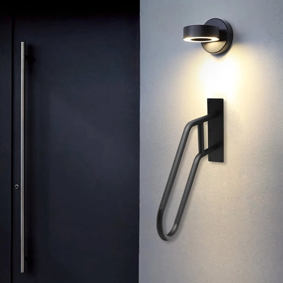 DENEST Metal Pipe Stair Handrail, 26" Wall Mount Staircase Handrail U-Shaped Railings for Bathroom Outdoor Black