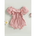 thumbnail image 2 of Bagilaanoe Newborn Baby Girl Summer Jumpsuit Shorts Print Short Sleeve Ruffle Bodysuit 3M 6M 12M 18M Infant Casual One Piece Romper, 2 of 8