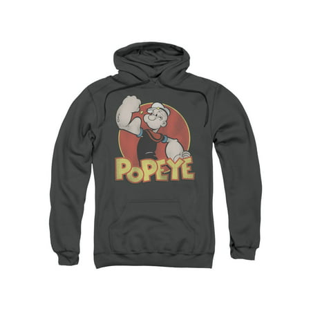 Popeye The Sailor Man Cartoon Character Retro Ring Gray Adult Pull-Over Hoodie