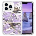 thumbnail image 7 of Allytech for iPhone 14 Pro Max 6.7 Inch Case, Marble Series Hard PC+Soft Silicone Drop Protection Women Girl Covers for iPhone 14 Pro Max 5G 2022, Purple Grid Marble, 7 of 7