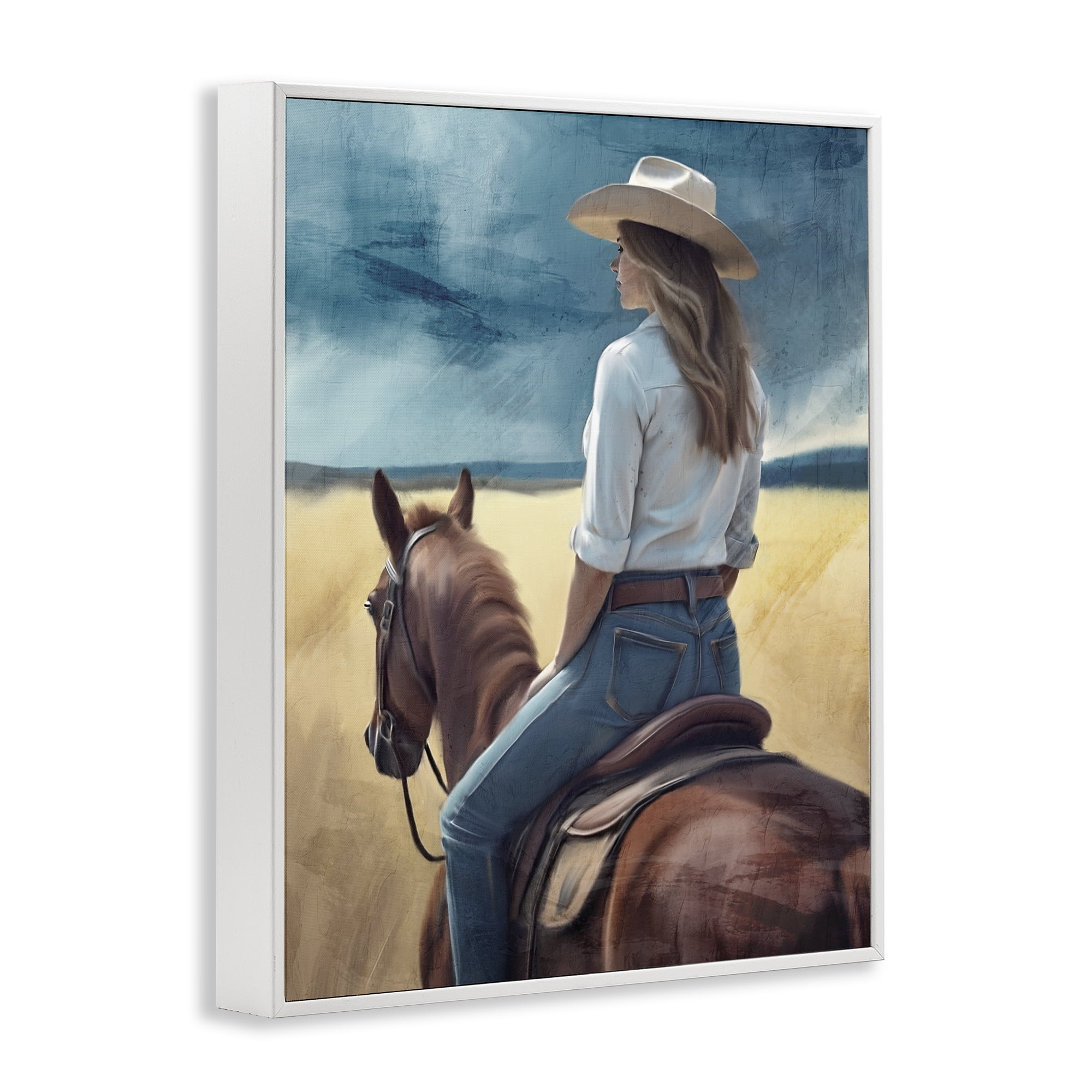 Countryside Cowgirl View White Framed Giclee Art, design by Kim Allen