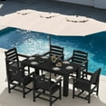 thumbnail image 4 of SERWALL 7-Piece Patio Dining Set, 59" Outdoor Dining Table with Umbrella Hole and 6 Chairs for Garden, Deck, Poolside, Black, 4 of 9