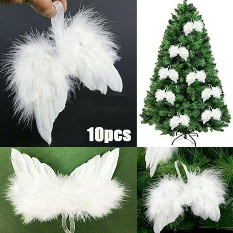 16 Pieces Christmas Tree Hanging Ornaments, 10 Pcs Angel Feather Wings & 6  Pcs Feather Snowflake Hanging Decoration Mini White Angel Wings for  Christmas Tree, Party, Wedding : : Home