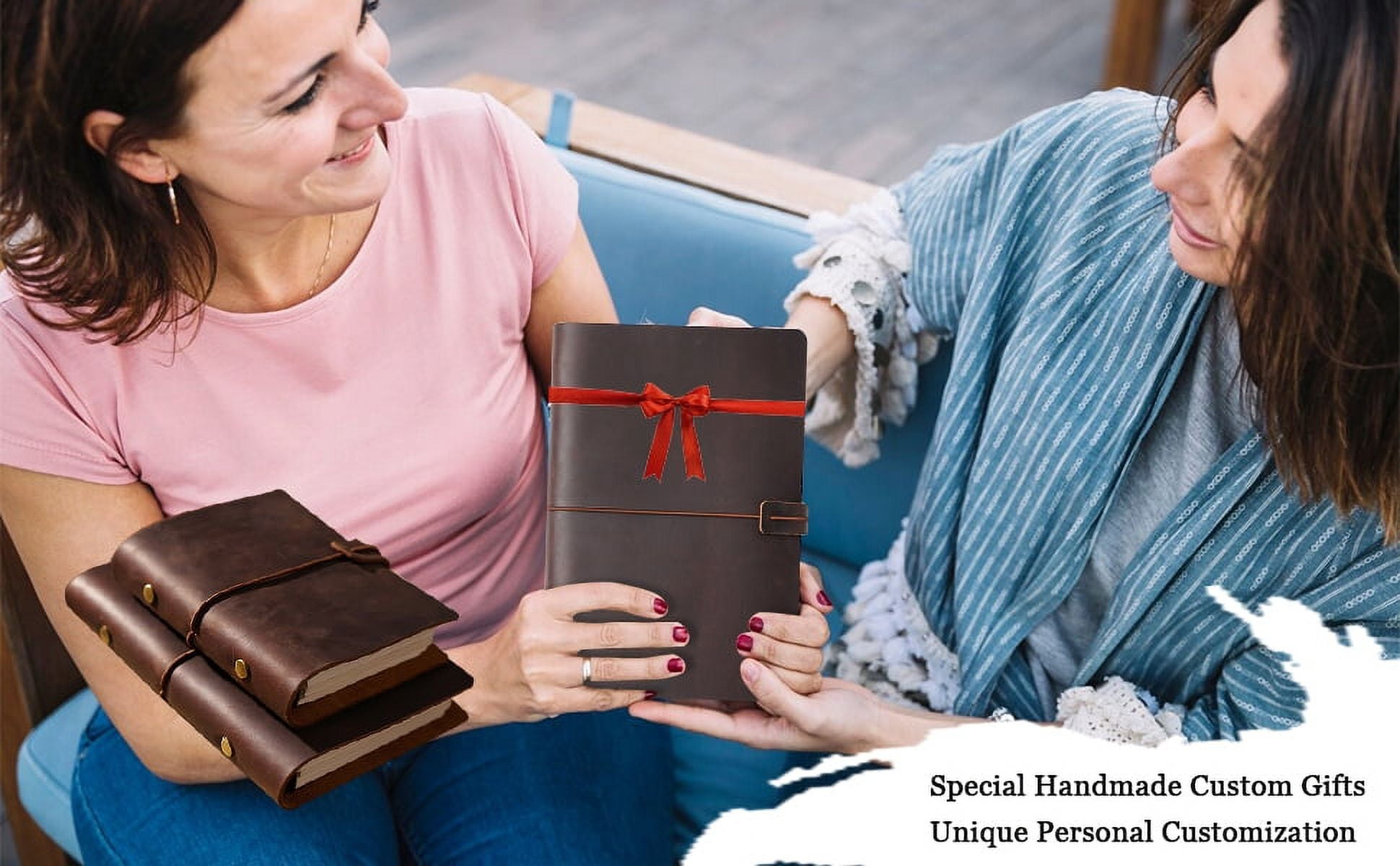 KISSKI·H Olvido Leather A5 Travelers Notebook with Wrap Strap, 6 Ring Binder Journal Writing with Lined, Refillable Diary Planner Organizer for Women, for Business Gift/Personal Diary, Dark Brown