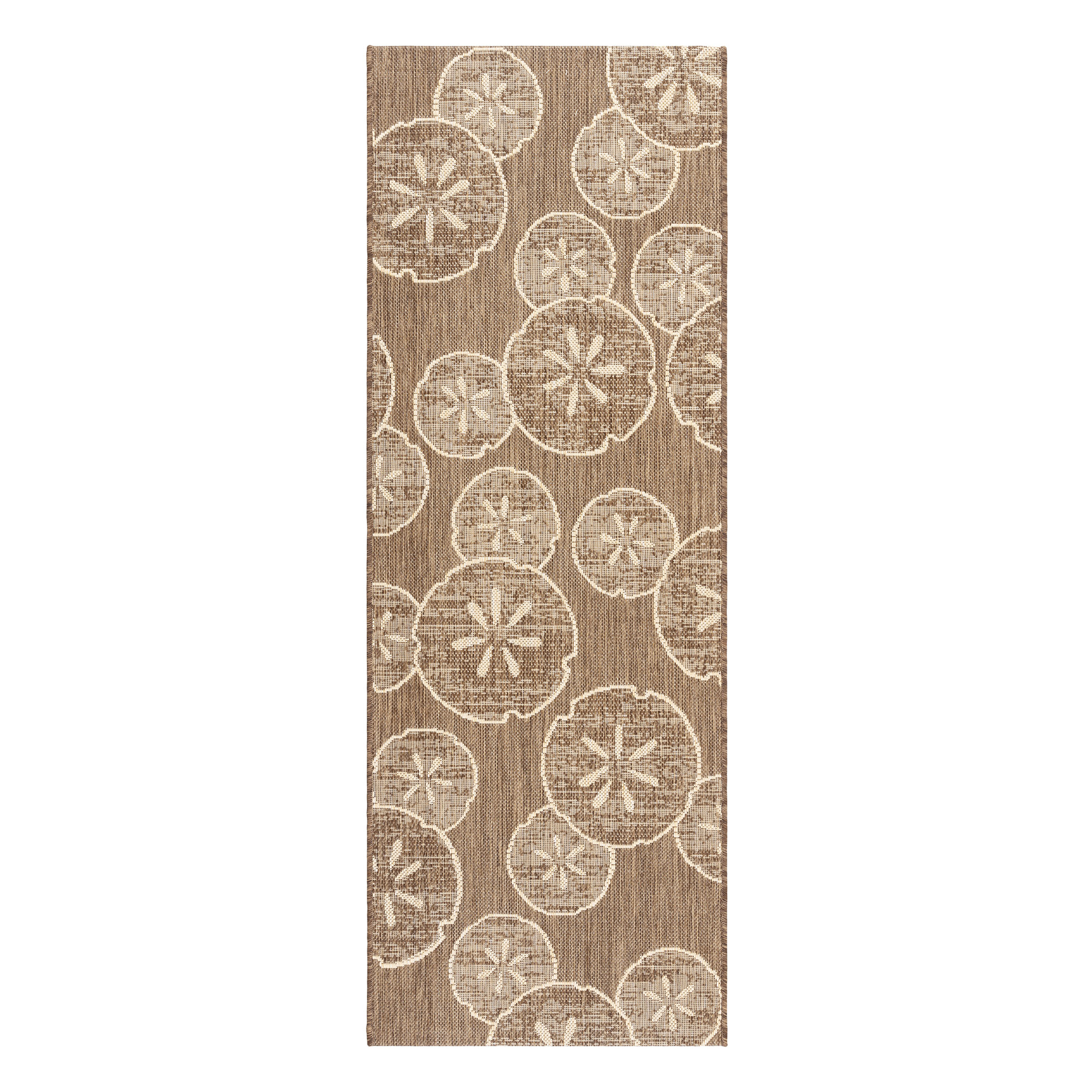 Disney Outdoor Sand Dollar Coastal Abstract Havana/Sand Area Rug, 2x6 Runner