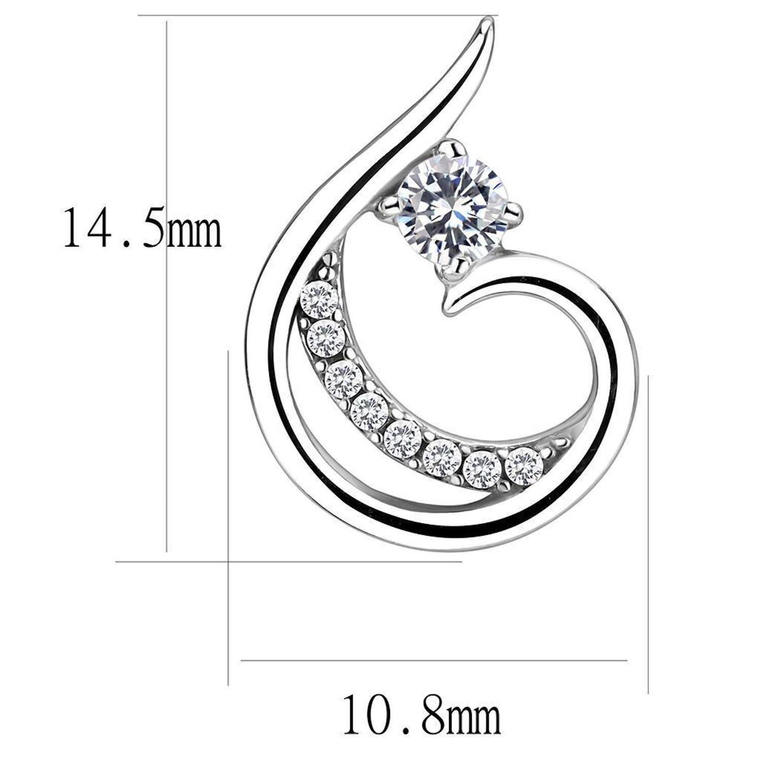 DA077 - High polished (no plating) Stainless Steel Earrings with AAA Grade CZ in Clear