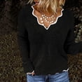 thumbnail image 2 of Lenpel Women's Lightweight Sweaters Soft V Neck Ruffle Trim Long Sleeve Knit Pullover Tops Fashion Fall Blouses, 2 of 7