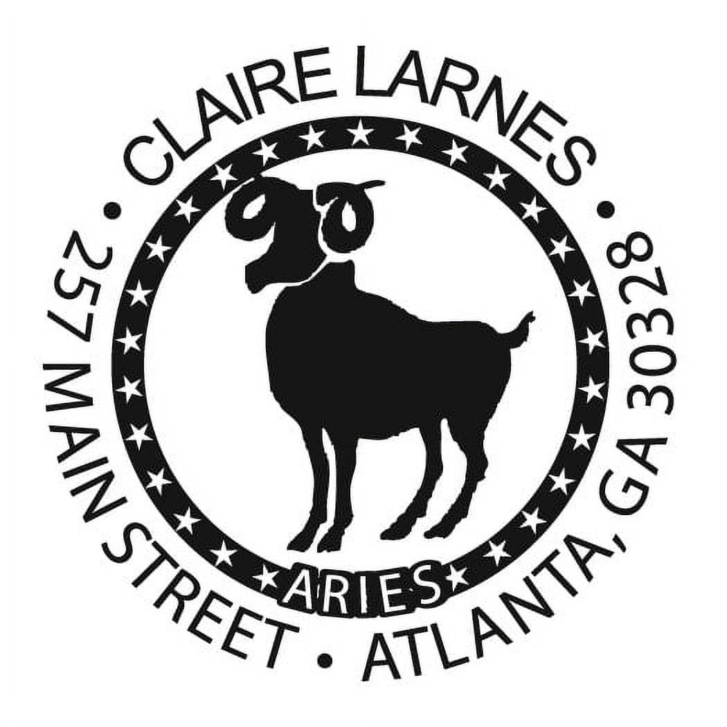 Personalized Round Self-Inking Rubber Stamp - Aries