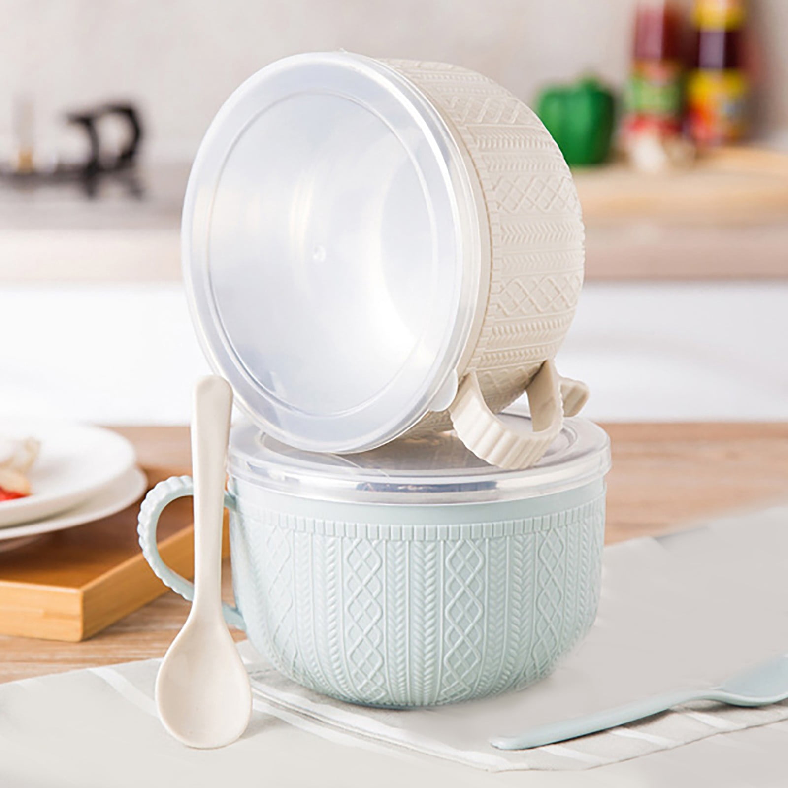 25 Oz Mug Meals with Lid,Ramen Bowl, 2026 New Christmas Meal Mugs Set, Double-Layer Heat-Resistant Bowl, Soup Mug With lid, Use-Friendly Ramen Bowl Large Soup Mugs with Plate, For Coffee, Soups