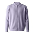 thumbnail image 4 of IWRICH Men's Ribbed Stand Collar Knit Jacket Full Zip Textured Cardigan for Casual Office Wear Purple XL, 4 of 6