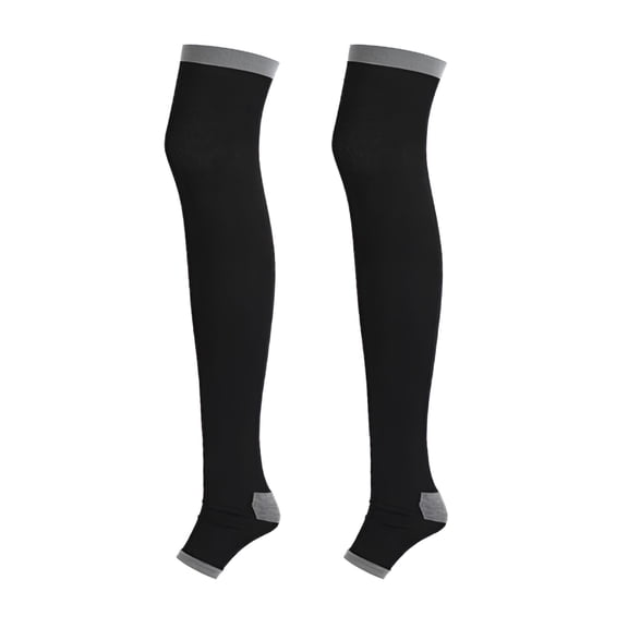 TELOLY Thigh High Women Compression Socks Open Toe Socks Opaque Over The Knee Long Stockings for Recovery Swelling,Running,Flight Travel,Blood Circulation,31.5"X3.54"X0.12"